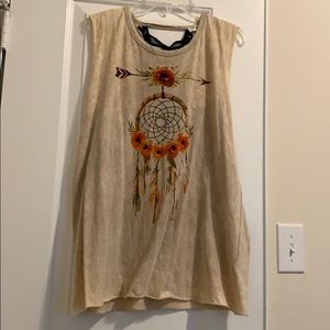 NWT dream catcher, Lace-Up tank